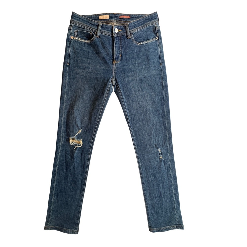 Pilcro Slim Boyfriend Jeans Women 26 Blue Distressed Stretch Denim Anthropologie